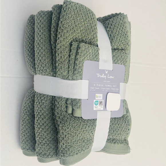 Truly Lou Other - 6pc TRULY LOU 100% Cotton Bath Towel Set - OILGRN